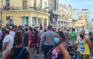 Cubans in Havana protest in the streets and cry for freedom on July 11, 2021. Domitille P/Shutterstock